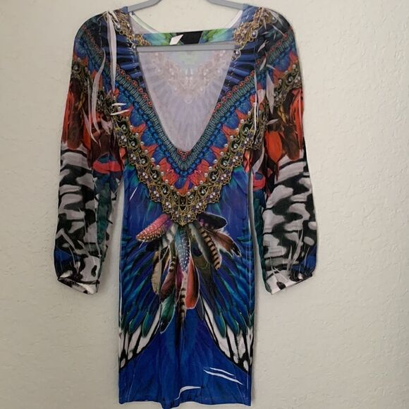 Chesley Open Back Long Sleeve Mini Dress Size S - Picture 2 of 12